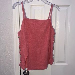 Red and white knit tank top
